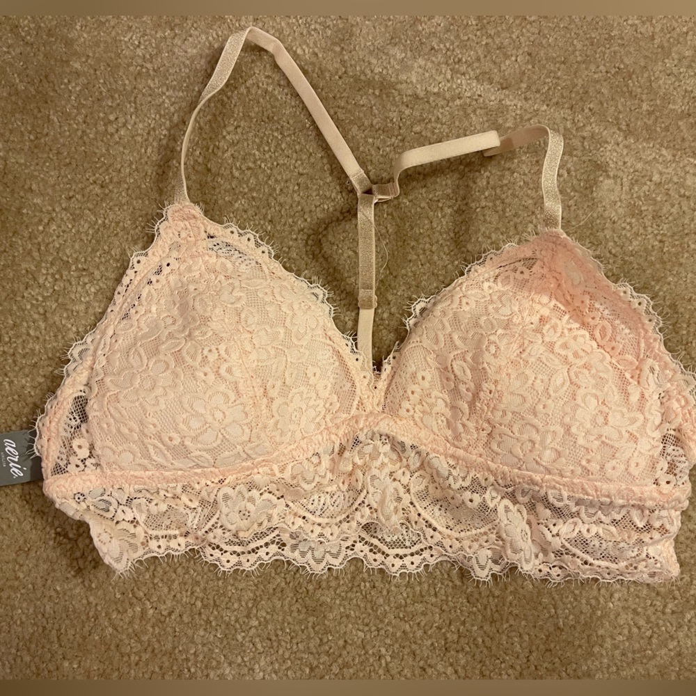 Baby pink nude laced aerie bralette size small